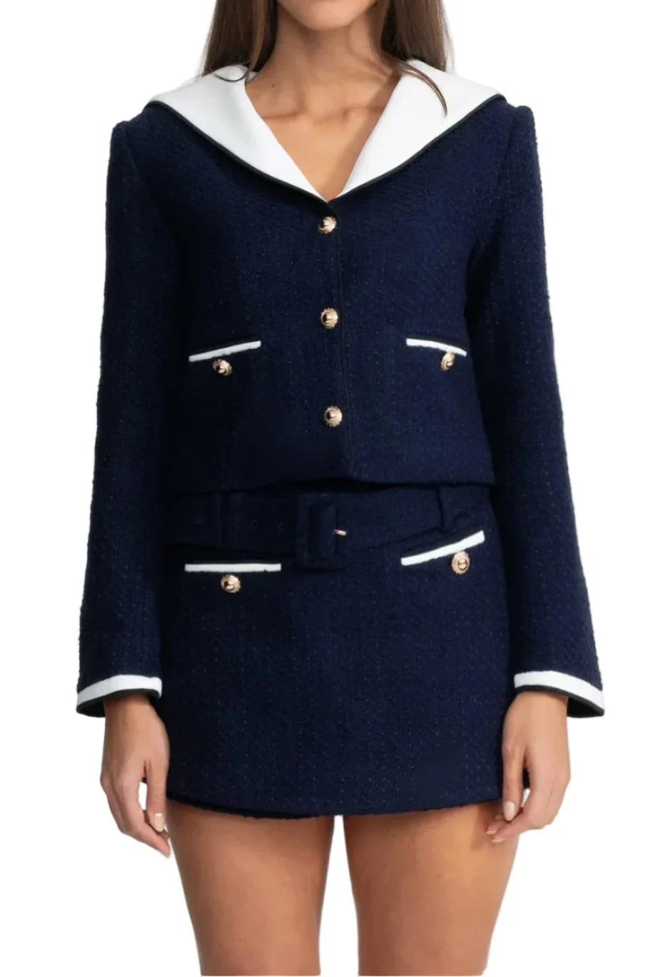 NAKIA Tweed Jacket and Skort Bodycon Set