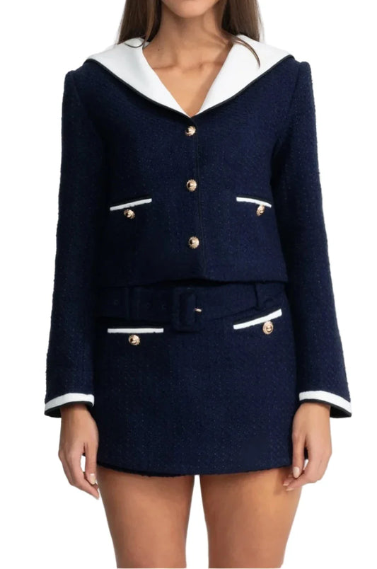 NAKIA Tweed Jacket and Skort Bodycon Set