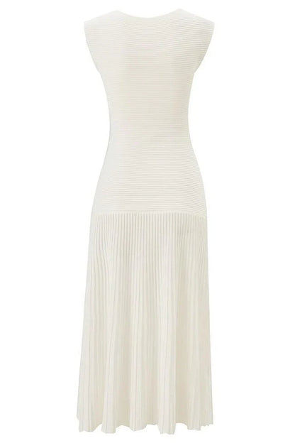 NAREL Pleated Knit Midi Dress | Elegant Sleeveless Dress
