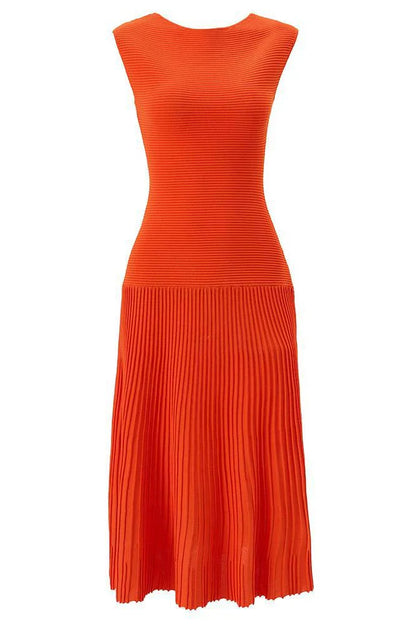 NAREL Pleated Knit Midi Dress | Elegant Sleeveless Dress