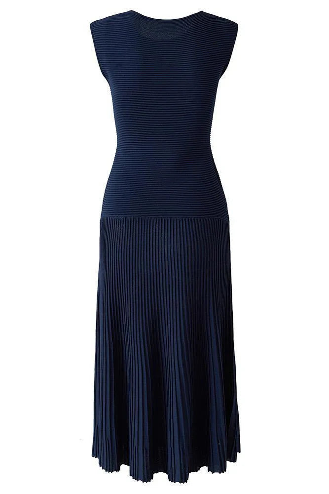 NAREL Pleated Knit Midi Dress | Elegant Sleeveless Dress