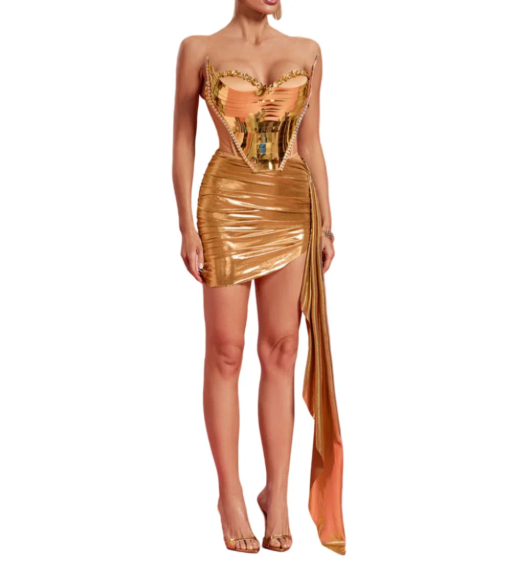 NINA Corset Metallic Mini Dress