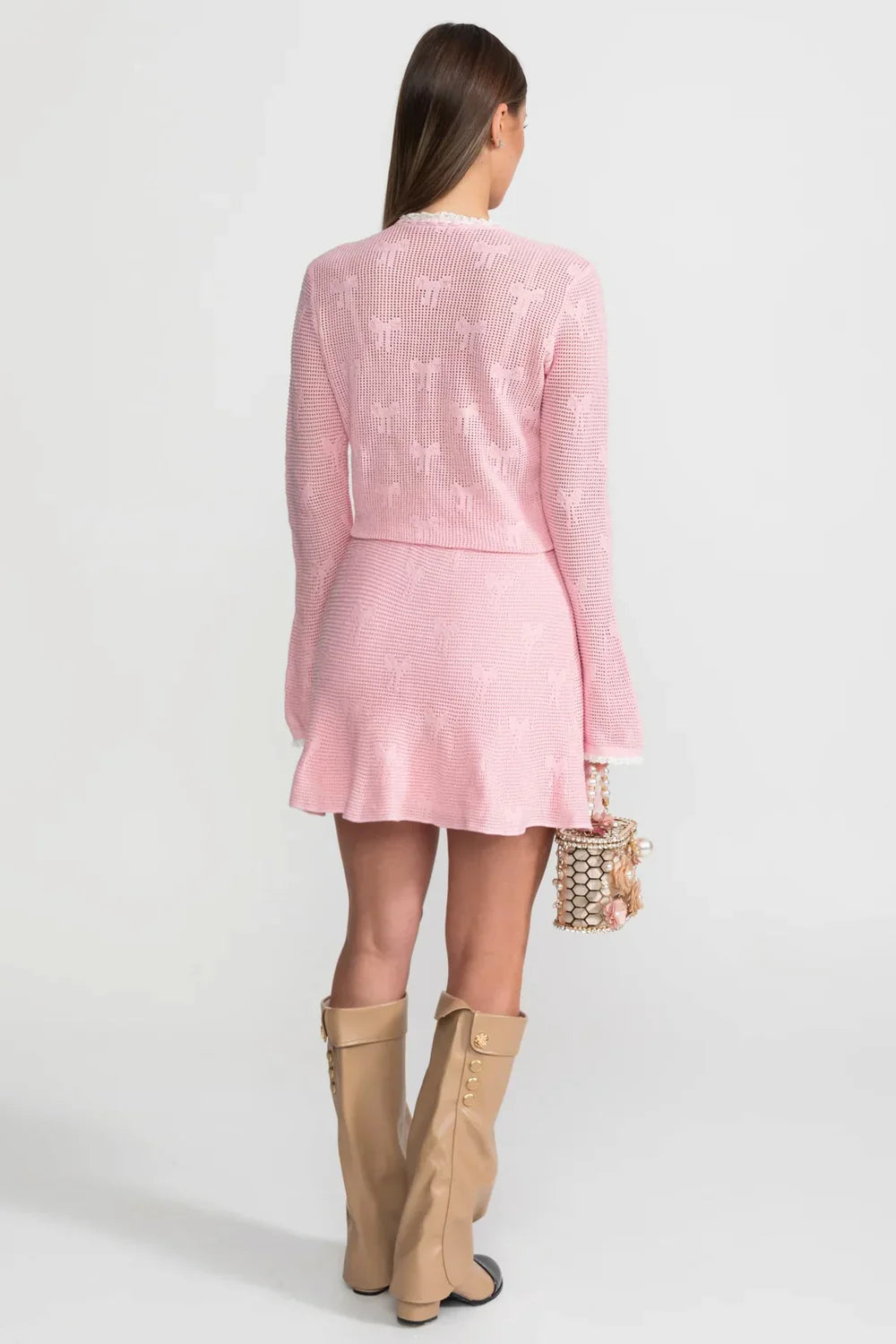 NISA Knit Bows Mini Bodycon Set