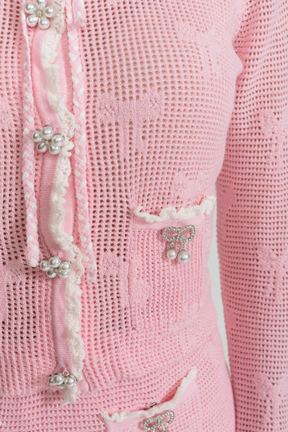 NISA Knit Bows Mini Bodycon Set