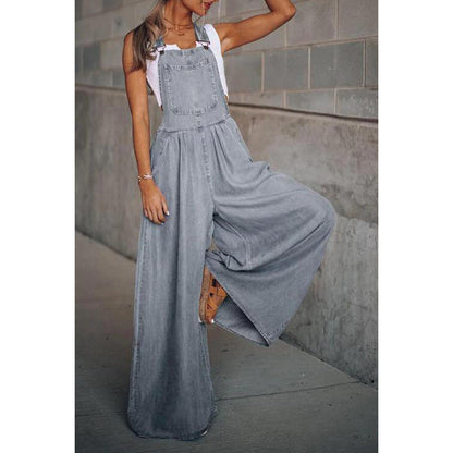 Indie | Women's Denim Overalls Wide Leg Bib Jumpsuit Casual