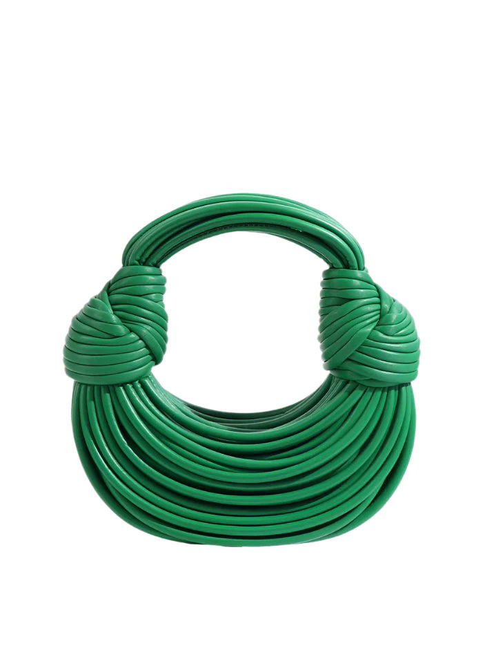 Women Luxury Designer Handwoven Noodle Bag | Rope Knotted | Hobo Evening Clutch green