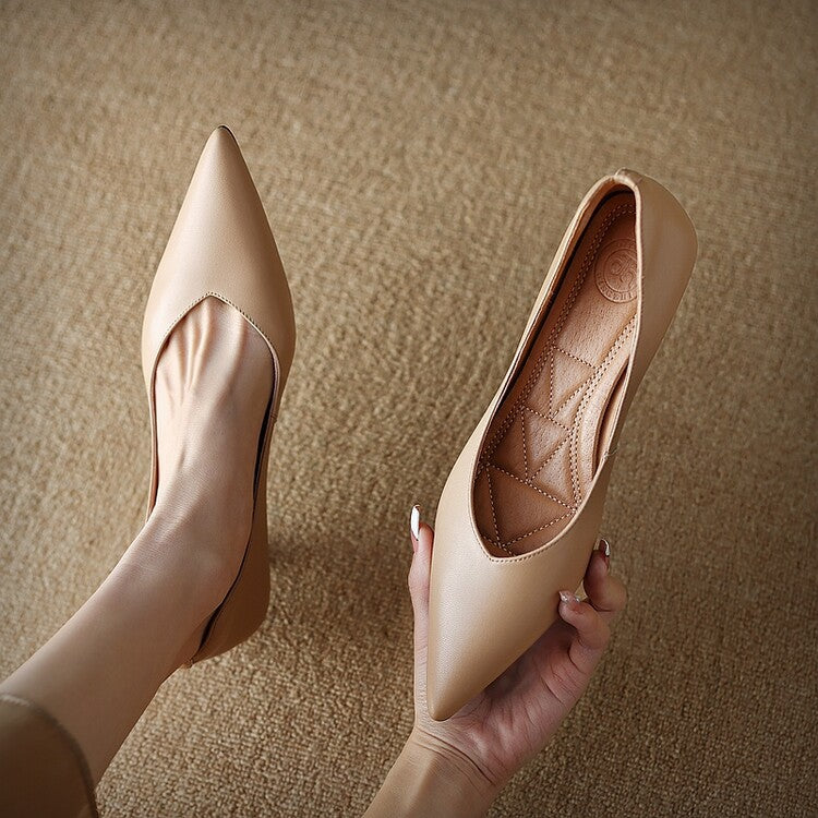 Camille | Women's Pointed Toe Pumps Low Kitten Heel Slip On Shoes