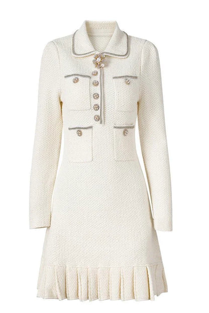 OLIMPIA Long Sleeve Classic Bodycon Dress WHITE