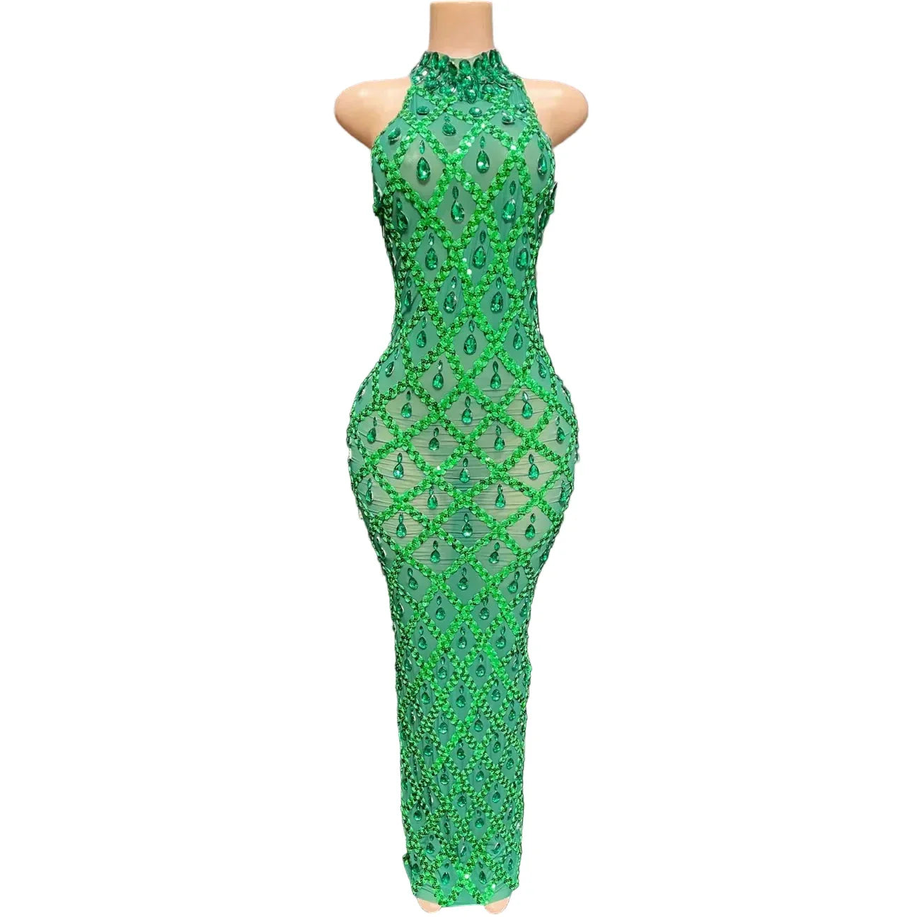 OPERA Emerald Crystal Halter Gown