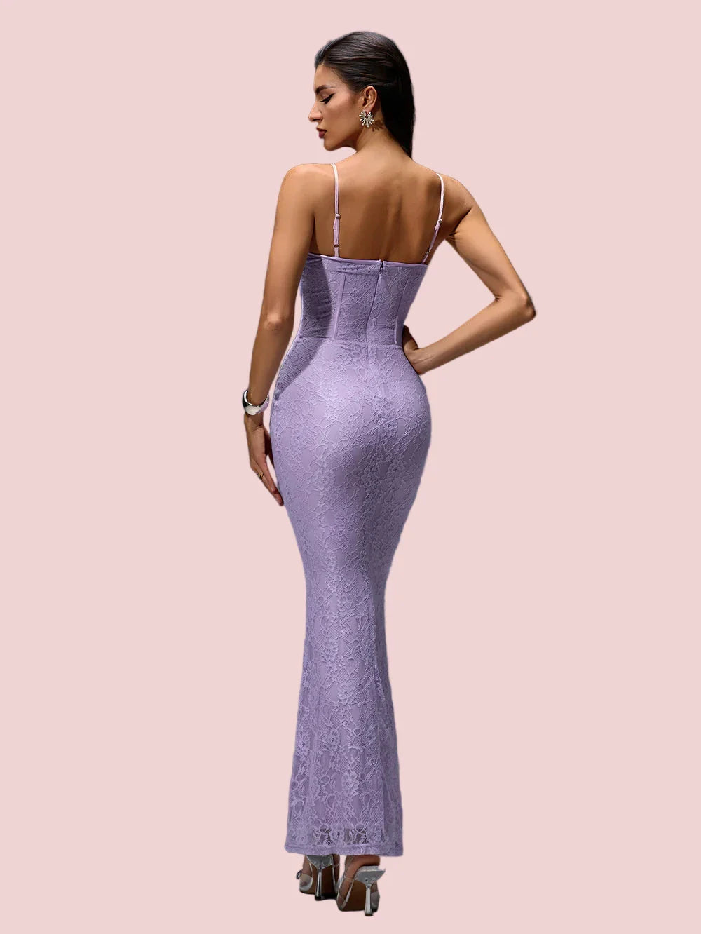 NEXT DAY DELIVERY OSAKA Lace Corset Maxi Bodycon Dress