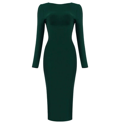 ROXANA Long Sleeve Back Zipper Bandage Dress