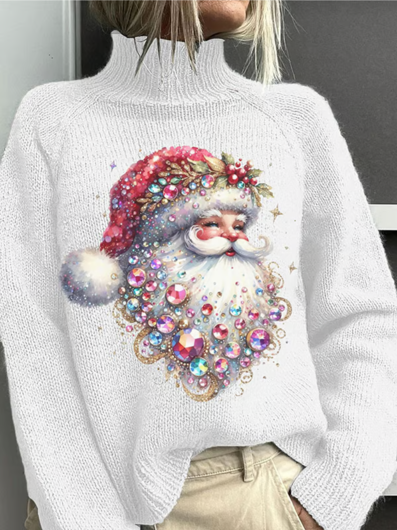Gloria™ | Christmas Sweater with Sparkling Santa