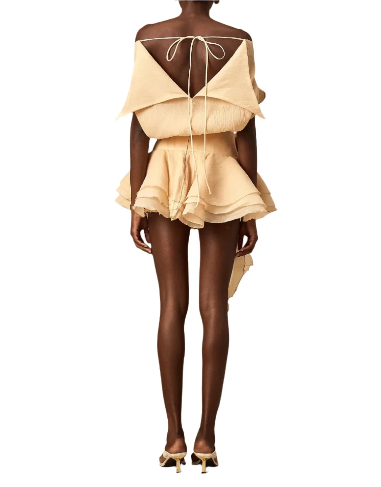 PARI FLORAL-APPLIQUÉ FLOUNCED MINI DRESS