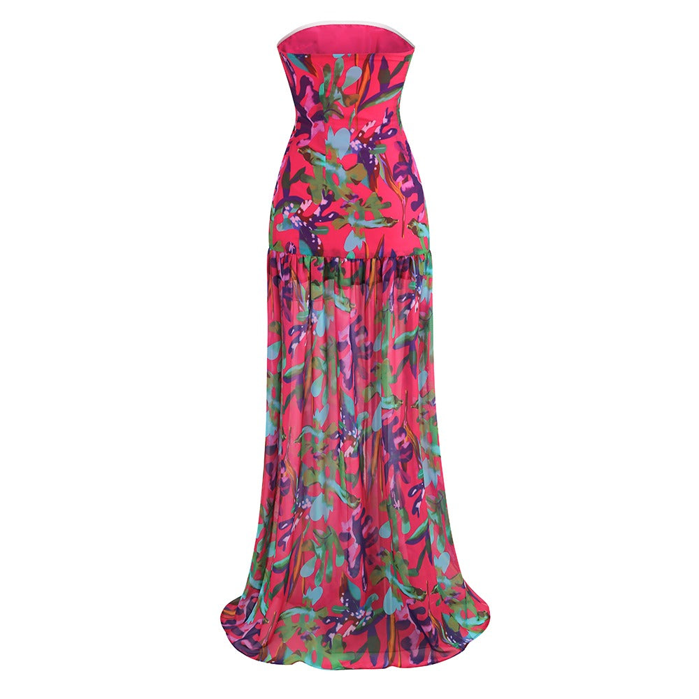MICHELLE Strapless Flower Bodycon Dress