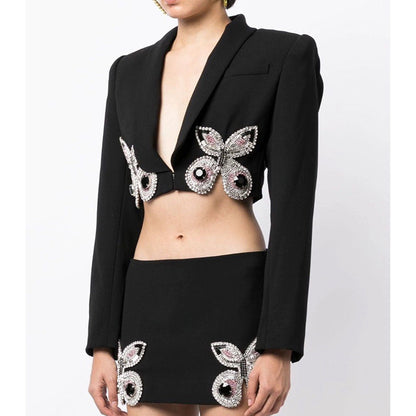 MARCIA Aplique Bodycon Suit BLACK
