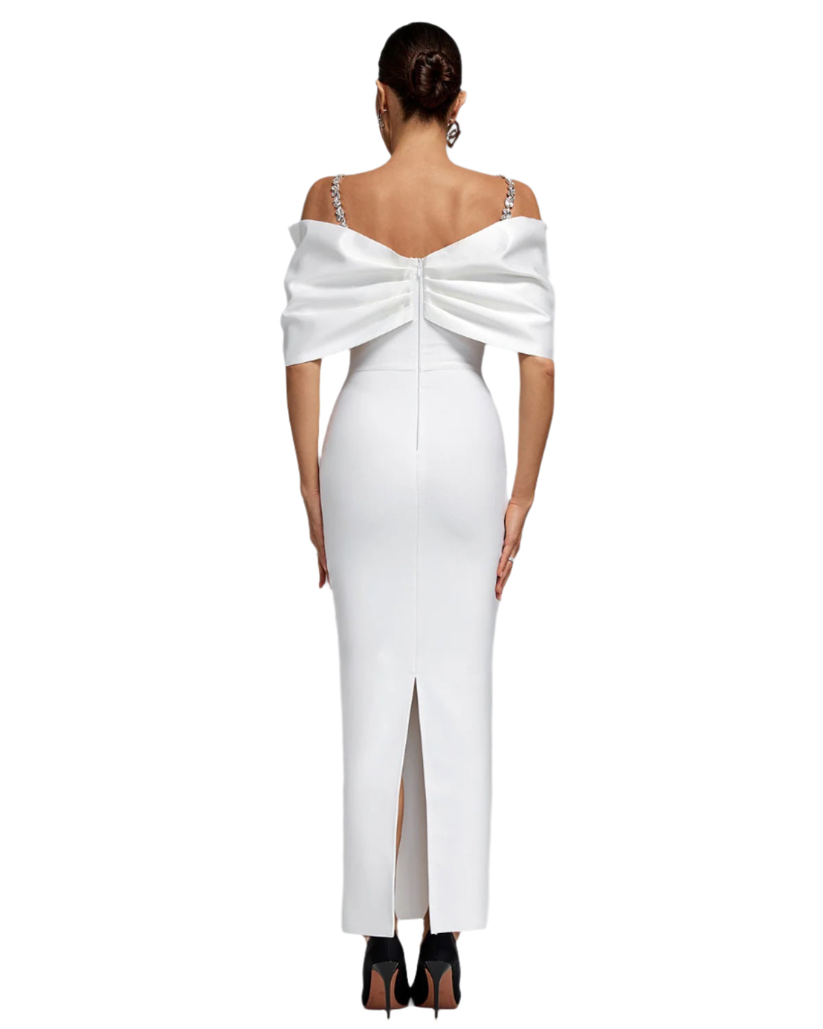 MARY Strapless Crystals Bow Maxi Dress
