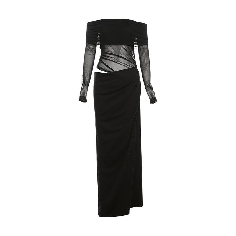 ANTONIA Mesh Cut Out Bodycon Dress BLACK