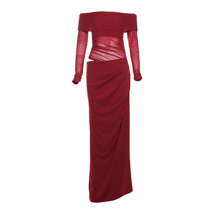 ANTONIA Mesh Cut Out Bodycon Dress RED
