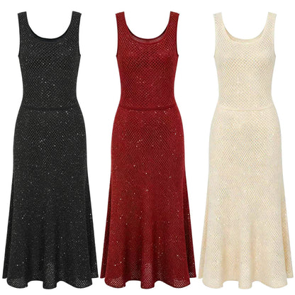 CAPRIANA Sparkle Midi Dress – Sleeveless Shimmer A-Line