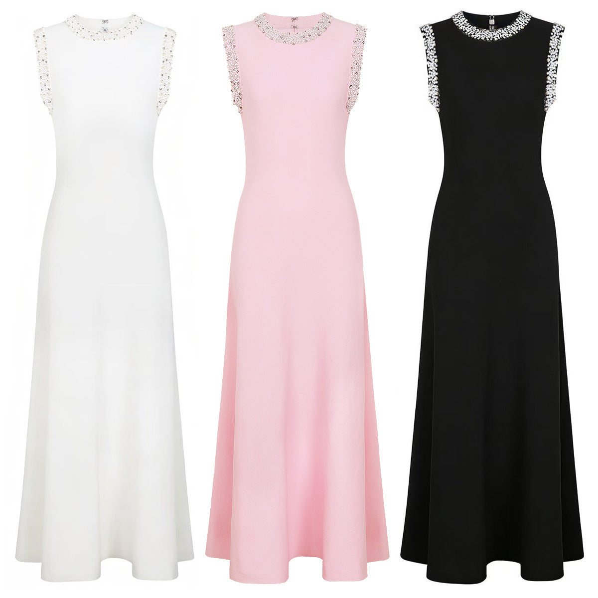 ANGE Knit Embellished Sleeveless Formal Dress