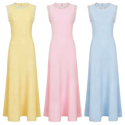 ANGE Knit Embellished Sleeveless Formal Dress