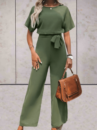Cali | Women's Two Piece Set Short Sleeve Top Wide Leg Pants