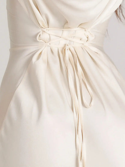 Serena | Women's Satin Long Sleeve Maxi Dress Formal Gown