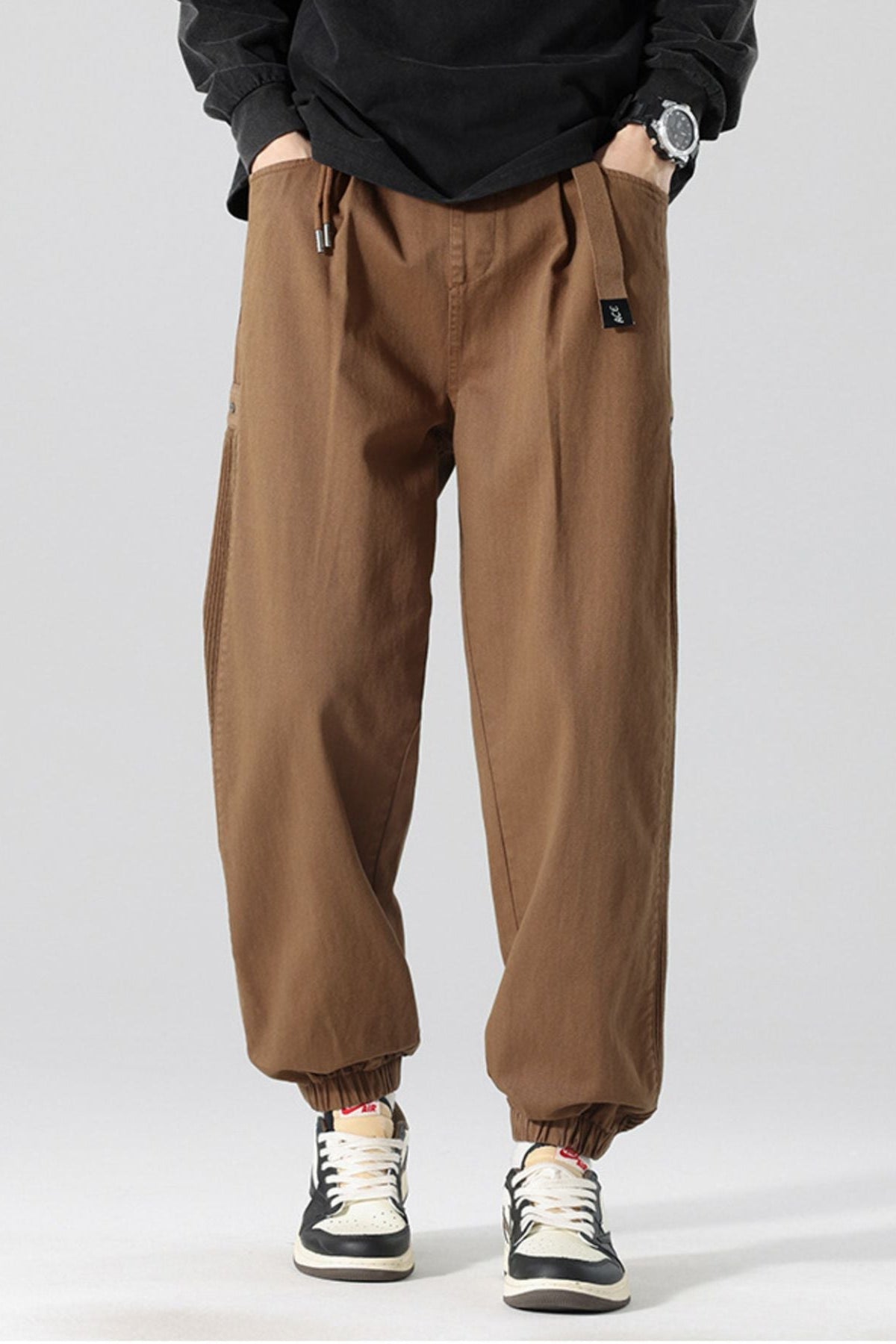 Men's Drawstring Cargo Joggers with Pockets