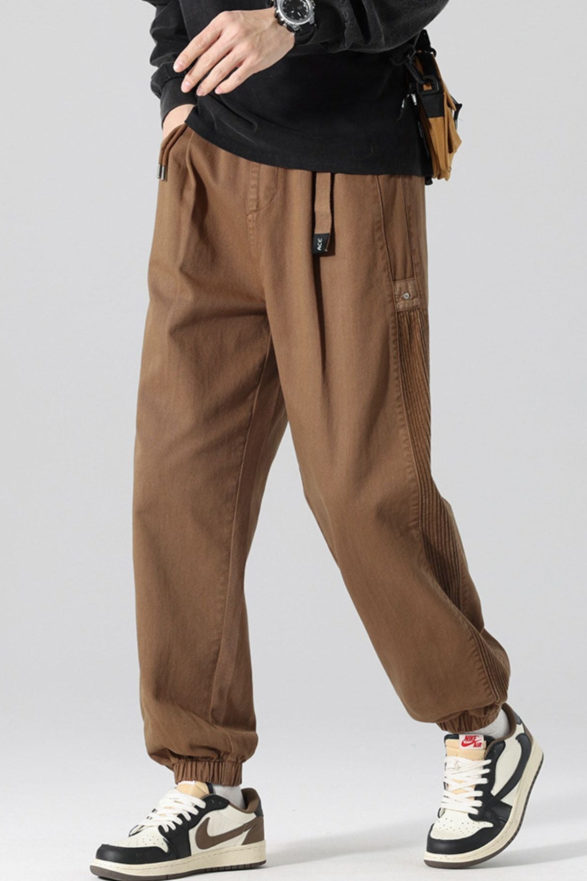Men's Drawstring Cargo Joggers with Pockets