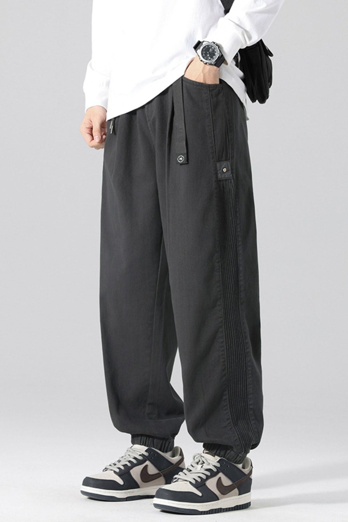 Men's Drawstring Cargo Joggers with Pockets