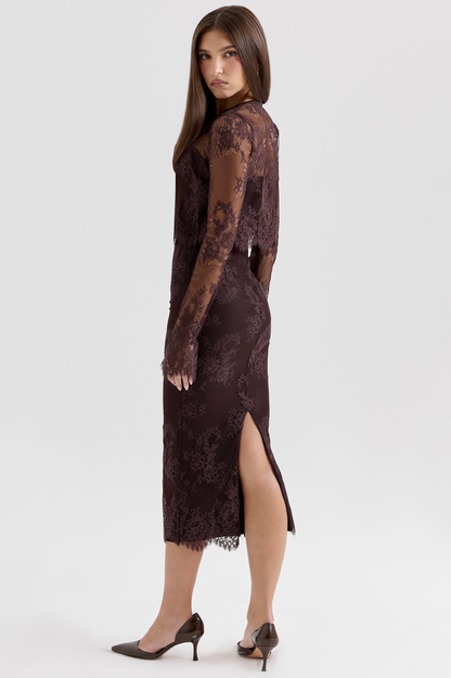 Larra Chocolate Lace Bra with Waistcoat