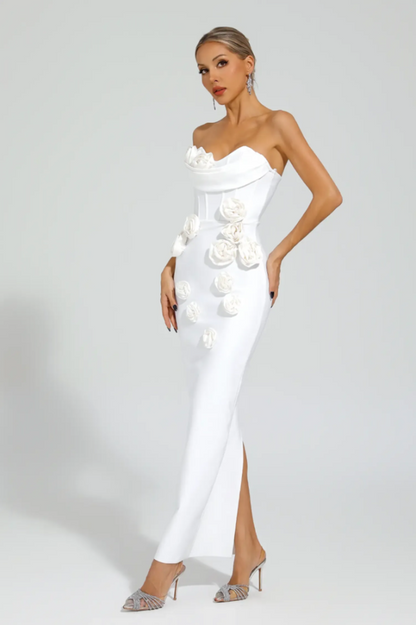 Marwond Corset Strapless 3D Floral Dress