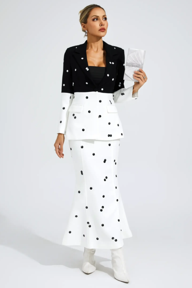 Theobald Polka Dot Sequins Blazer Set