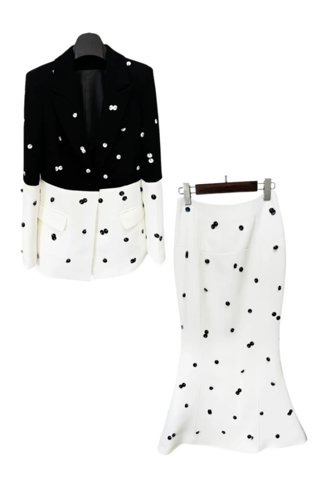 Theobald Polka Dot Sequins Blazer Set