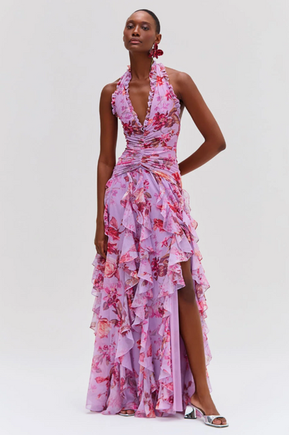 Paloma Ruffled Halter Maxi Dress