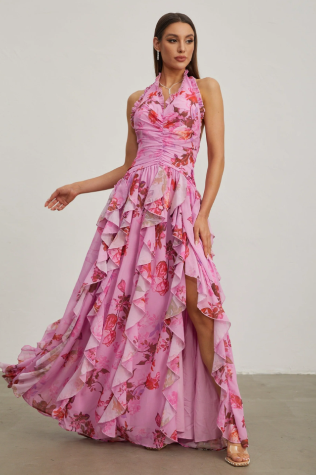 Paloma Ruffled Halter Maxi Dress