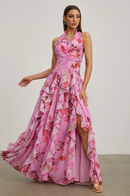Paloma Ruffled Halter Maxi Dress