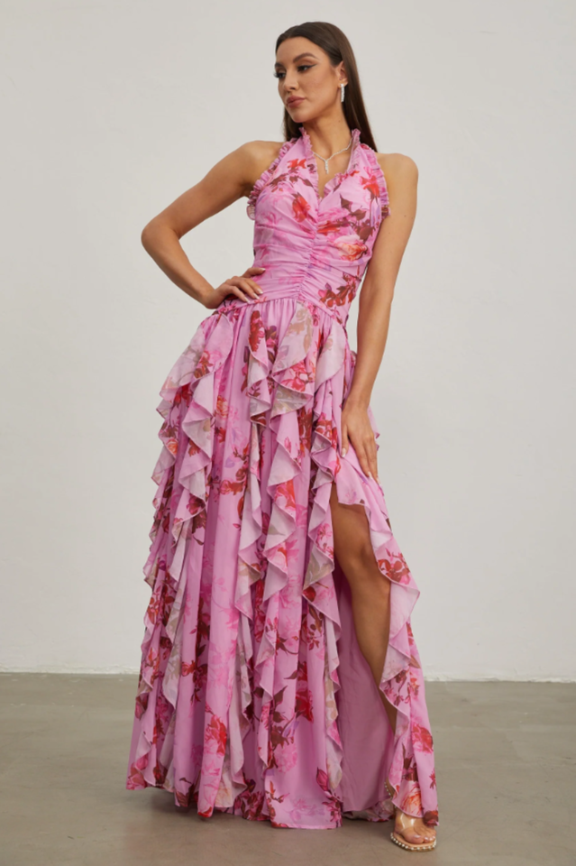 Paloma Ruffled Halter Maxi Dress