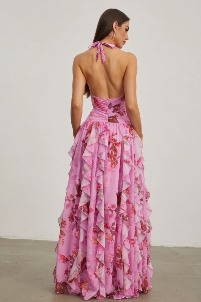 Paloma Ruffled Halter Maxi Dress