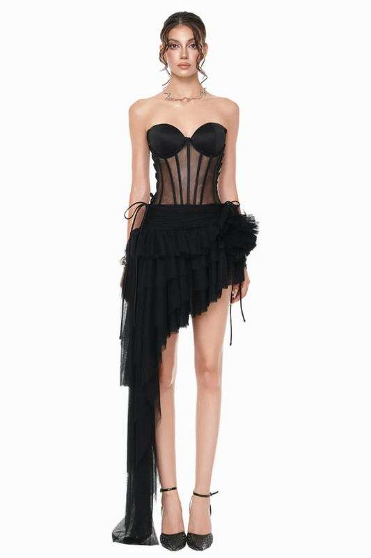 Corset Top & Irregular Mesh Skirt