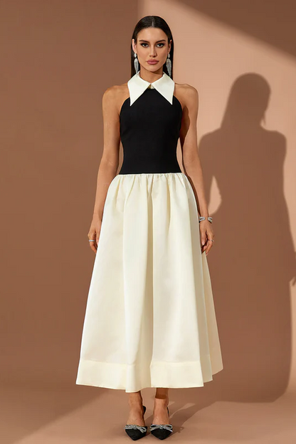 Spiral Lapel leeveless Maxi Dress