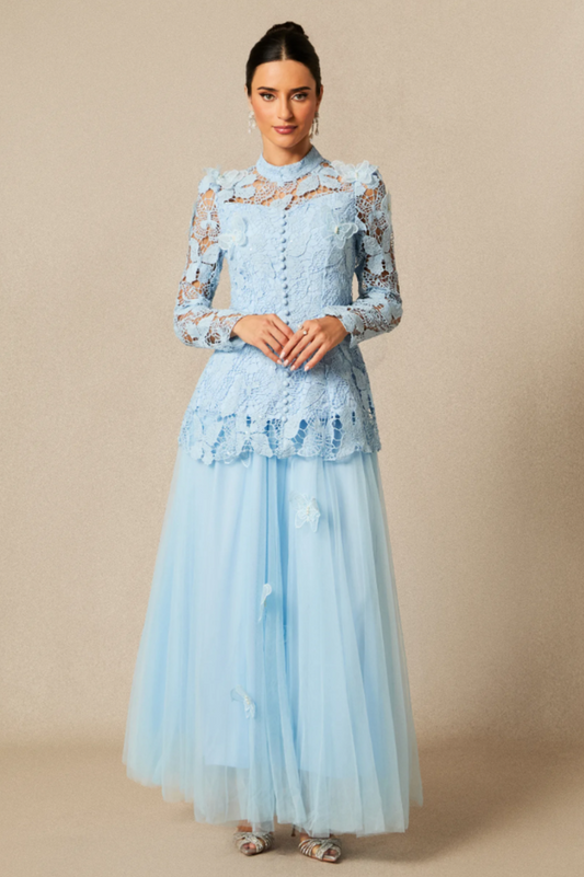 Elizabeth Butterfly Embroidered Lace Set