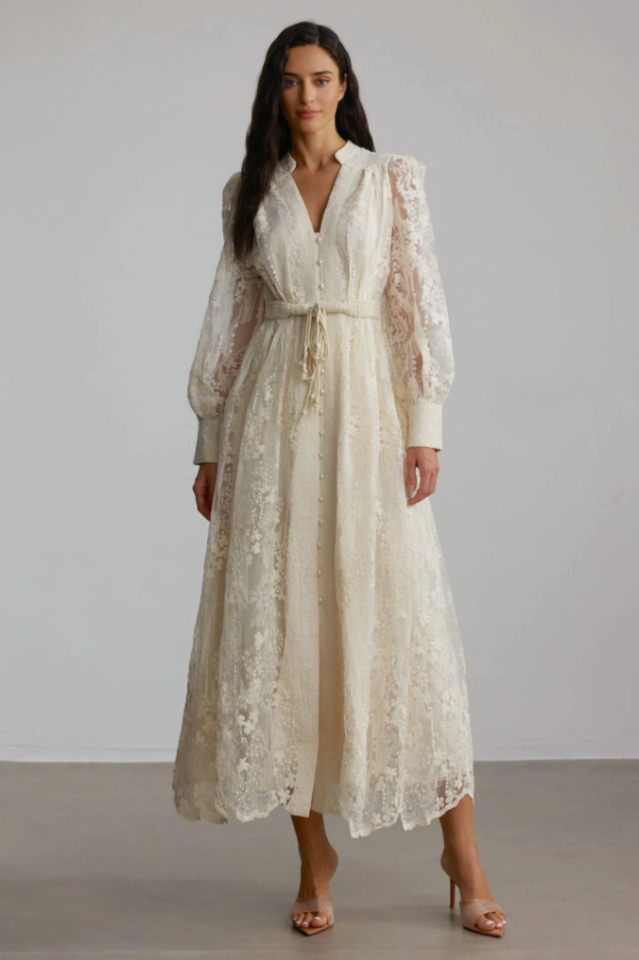 Madeline Lace Embroidered Midi Dress