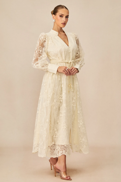 Madeline Lace Embroidered Midi Dress