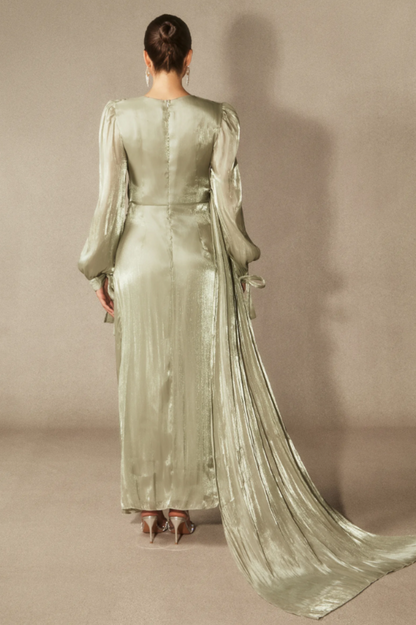 Sonia Lantern Sleeve Ruched Maxi Dress