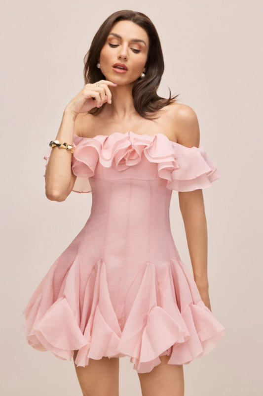 Vita Off Shoulder Ruffle Mini Dress
