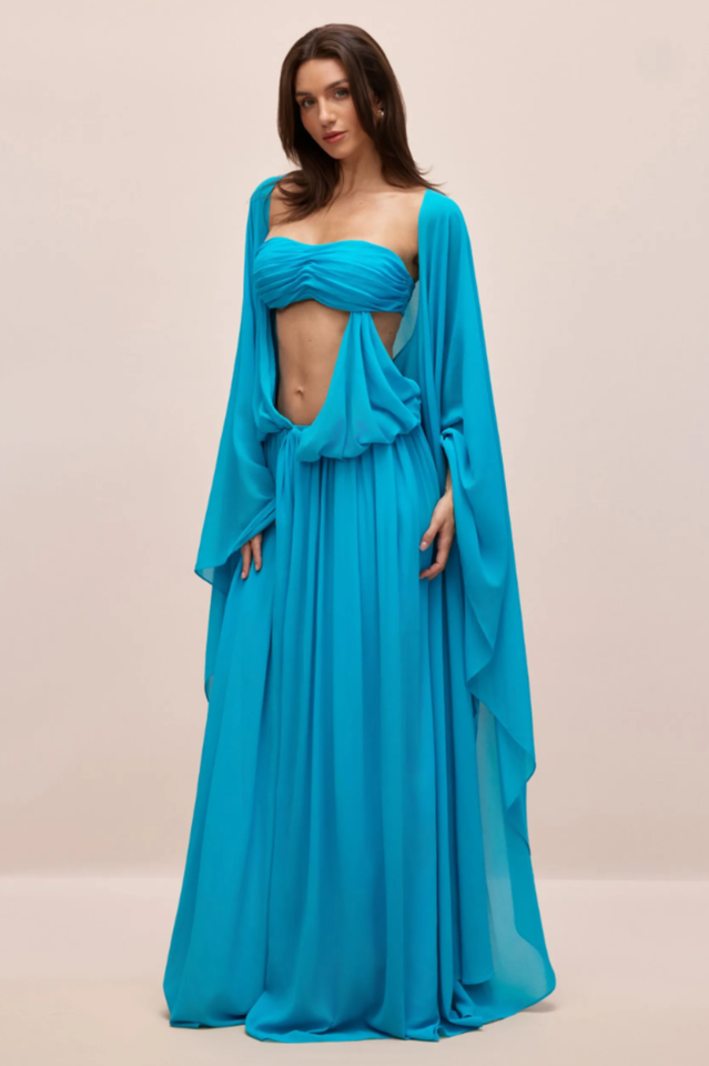 Eugenia Asymmetric Draped Maxi Dress