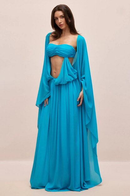 Eugenia Asymmetric Draped Maxi Dress