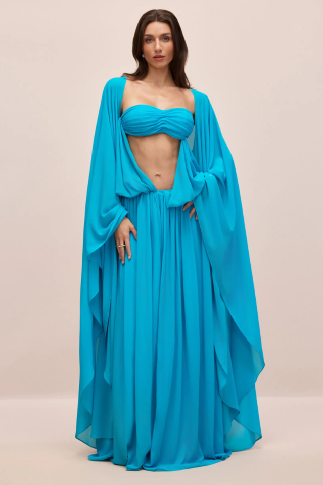 Eugenia Asymmetric Draped Maxi Dress
