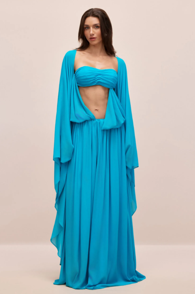 Eugenia Asymmetric Draped Maxi Dress